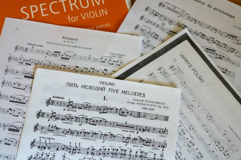 a selection of violin sheet music