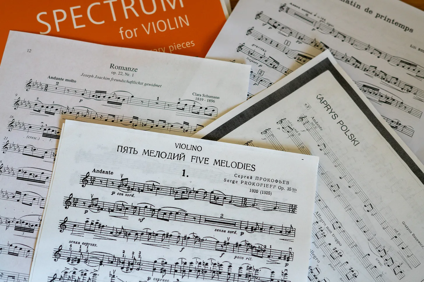 a selection of violin sheet music
